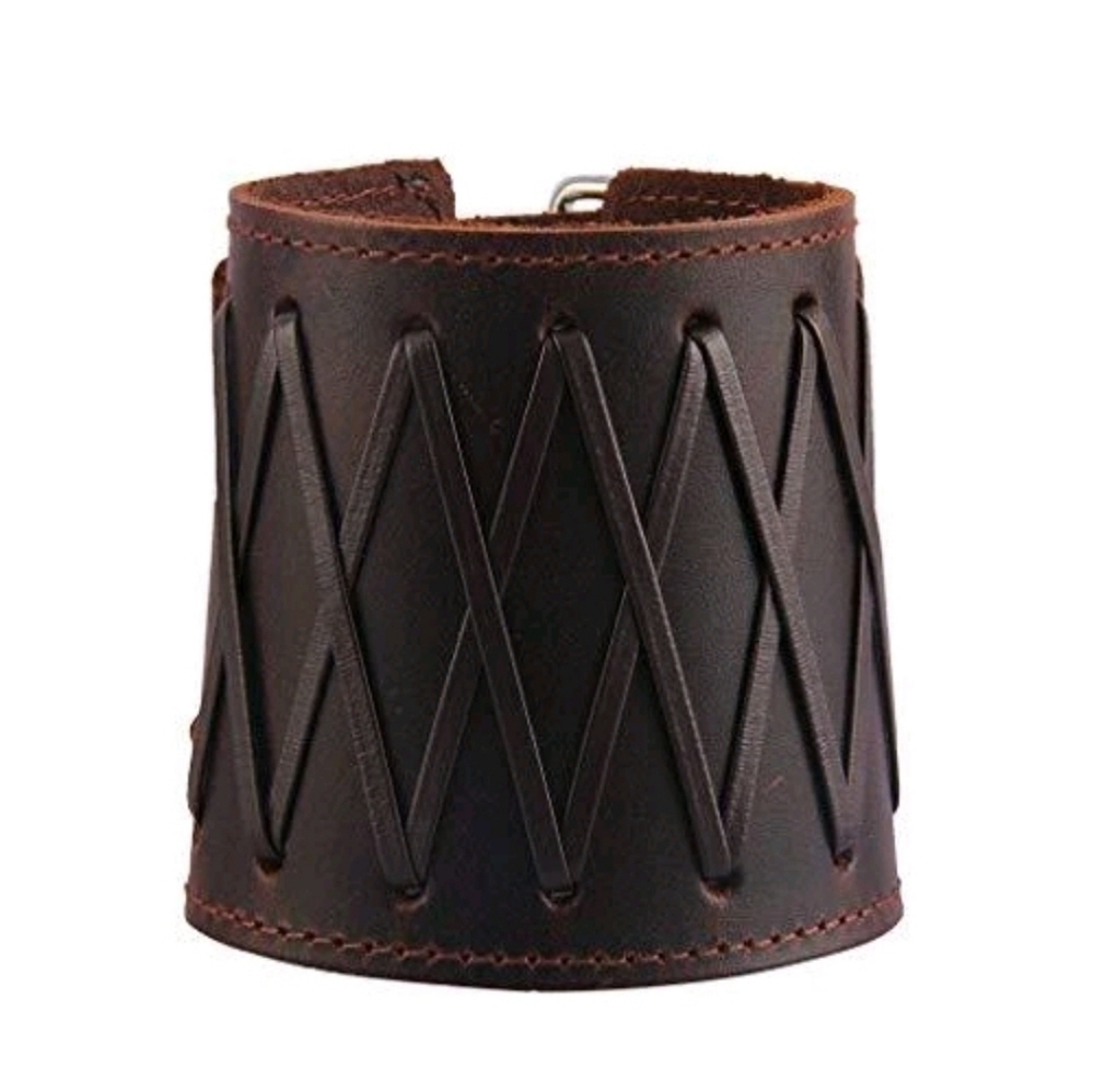 Wide Leather Lace Up Cuff Bracelet Brown Gothic Punk Biker Moto Corset NEW